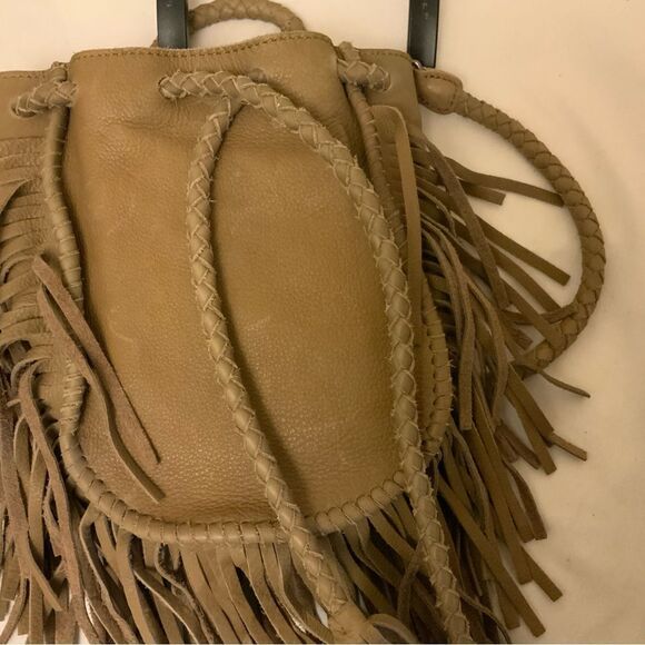 Cut N' Paste Women Gray Leather Drawstring braided fringes strap bag - Picture 2 of 10